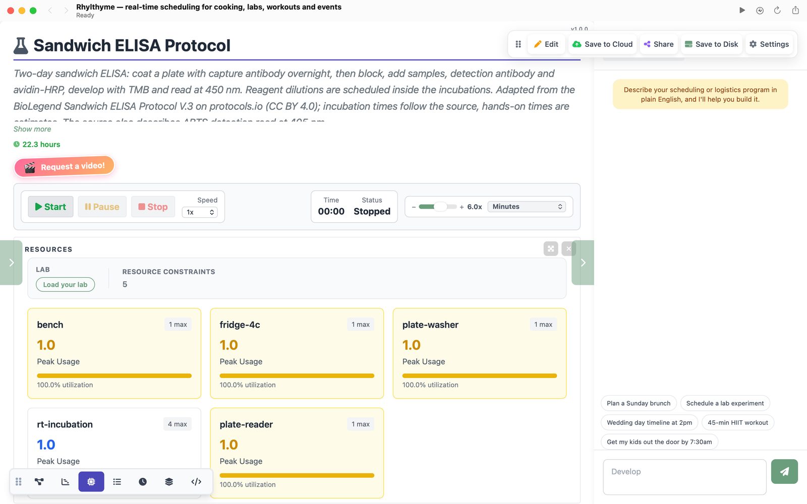 macOS app resources view for a sandwich ELISA protocol